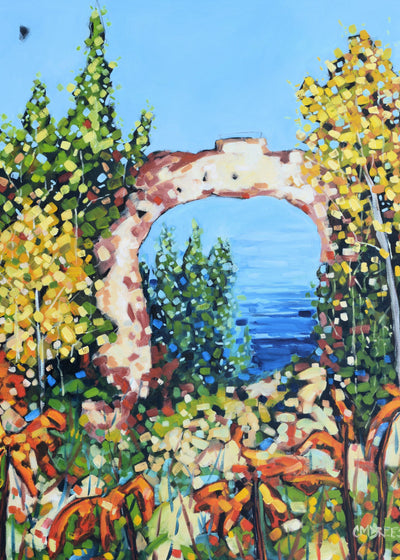 "Arch Rock at Mackinac Island" Glass Art Print by Dreese Fine Art - Resin Society