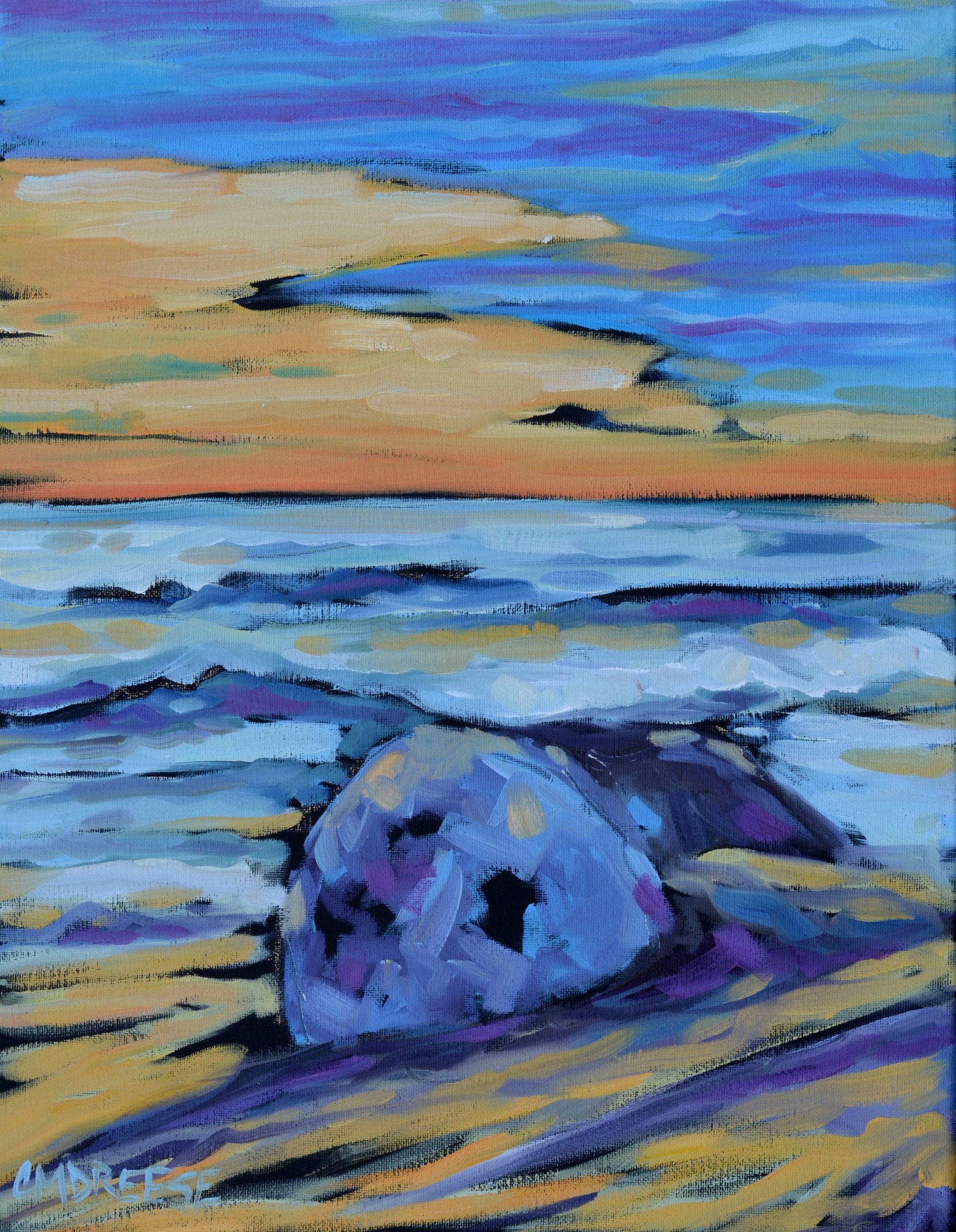 "Reset at Sunset II" Oil Painting by Dreese Fine Art - main product image for Resin Society