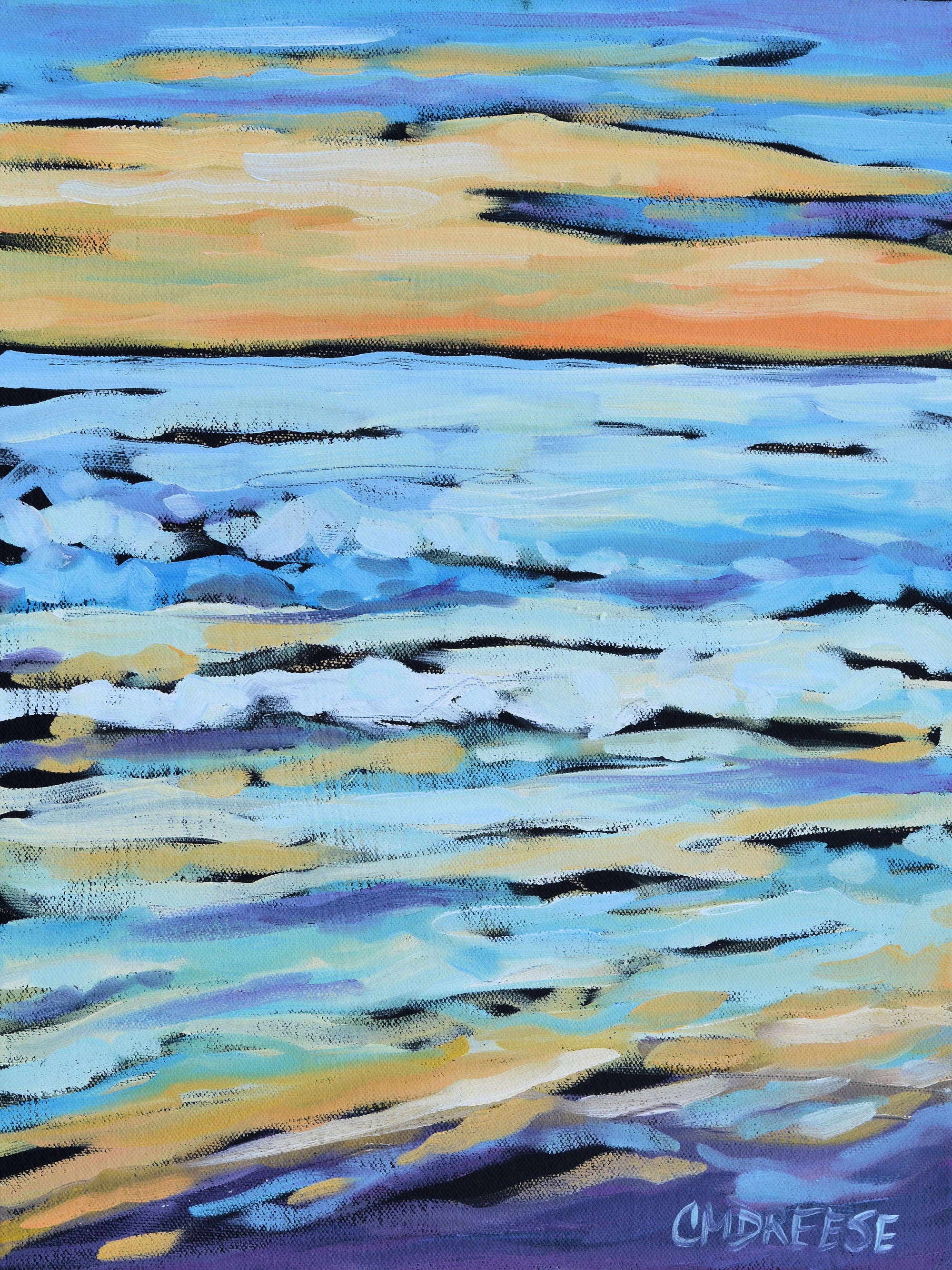 "Reset at Sunset" Oil Painting on Canvas by Dreese Fine Art - main product image for Resin Society