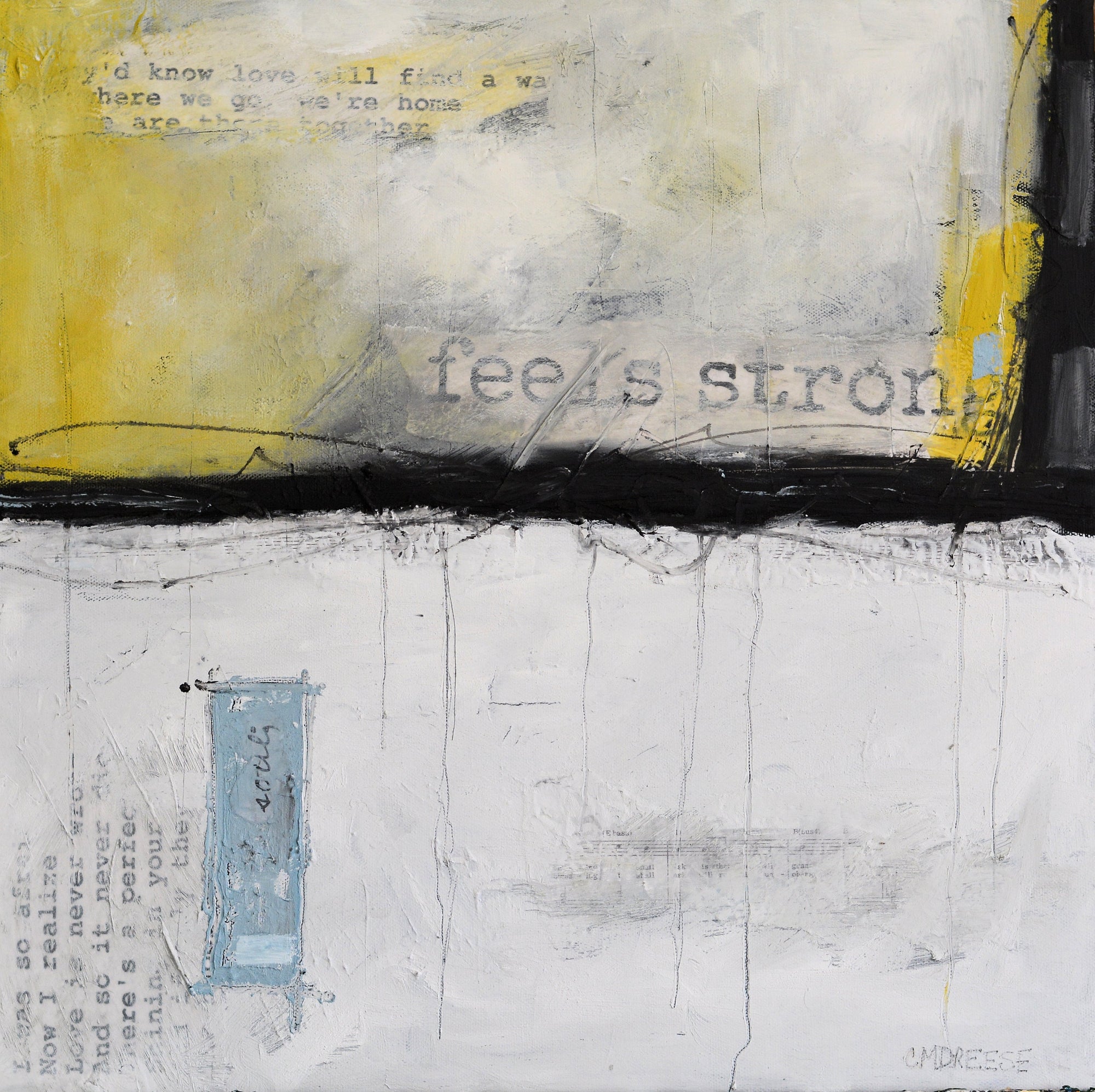"Object II" Mixed Media: Oil, Cold Wax and Collage on Canvas. by Dreese Fine Art - main product image for Resin Society