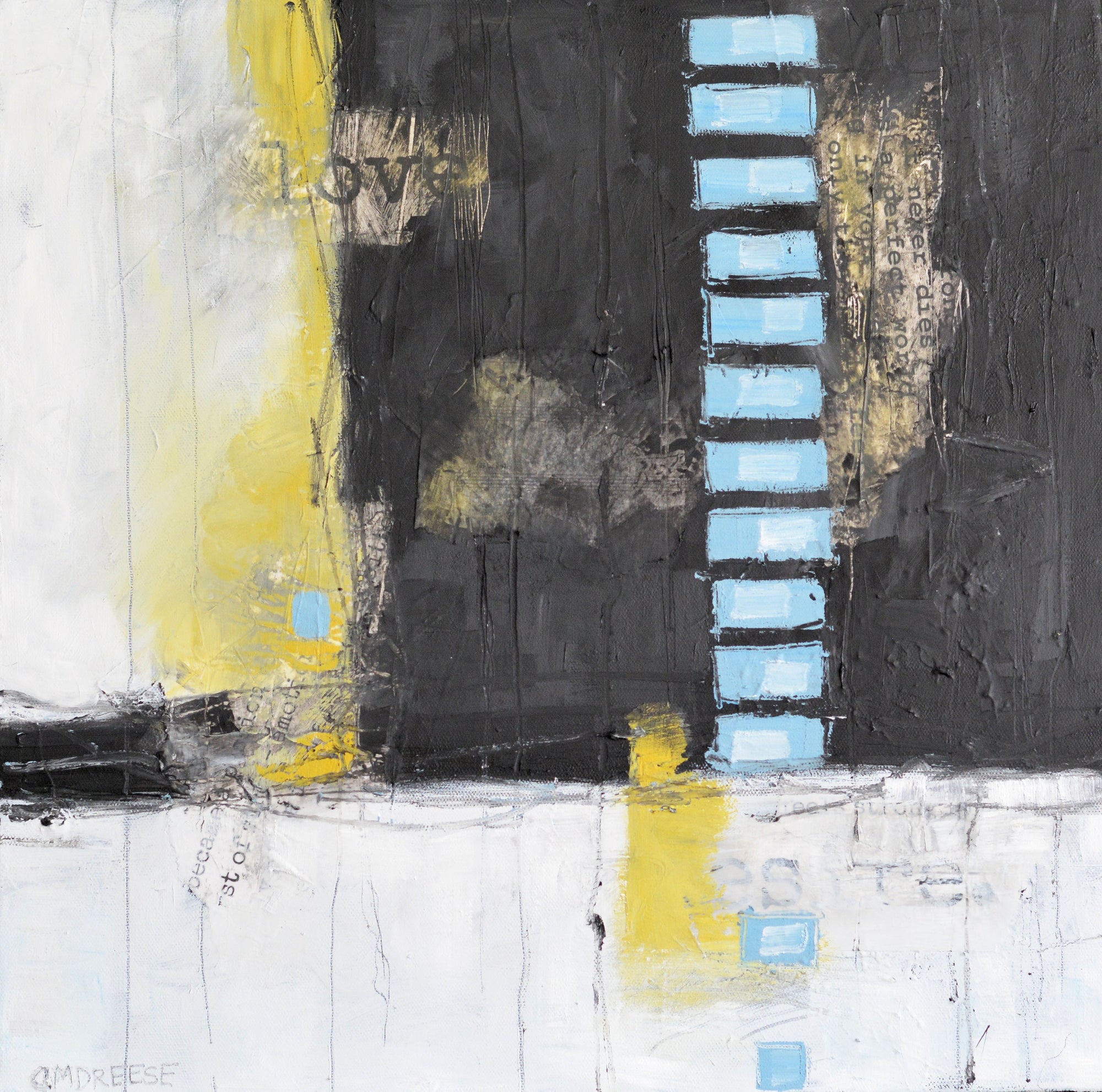 "Object IV" Mixed Media: Oil, Cold Wax and Collage on Canvas. by Dreese Fine Art - main product image for Resin Society