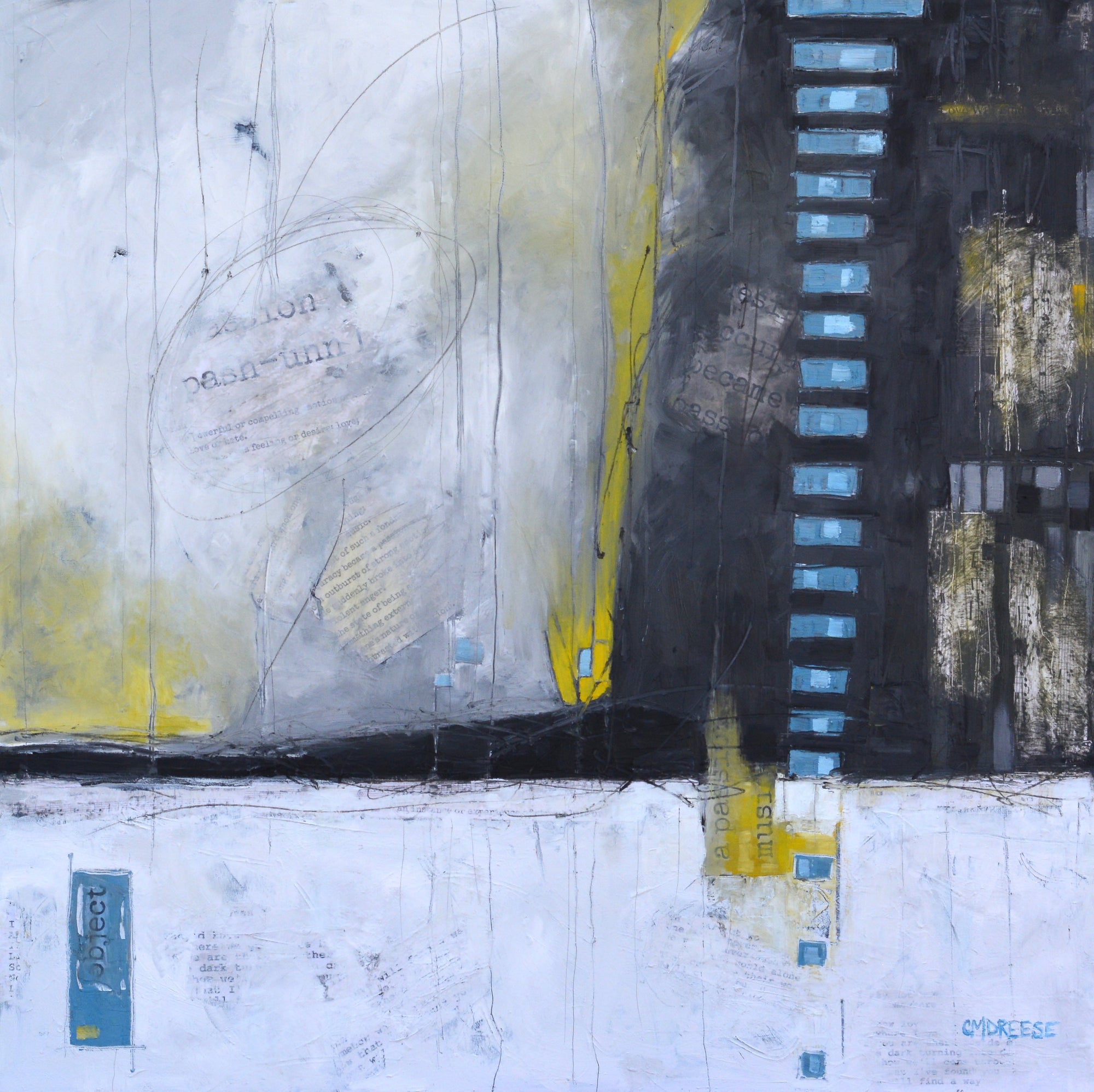 "Object" Mixed Media: Oil, Cold Wax and Collage on Canvas. by Dreese Fine Art - main product image for Resin Society
