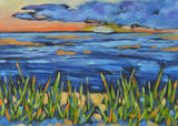 "Reset at Sunset" Sunset Beach Glass Art Print by Dreese Fine Art - Resin Society