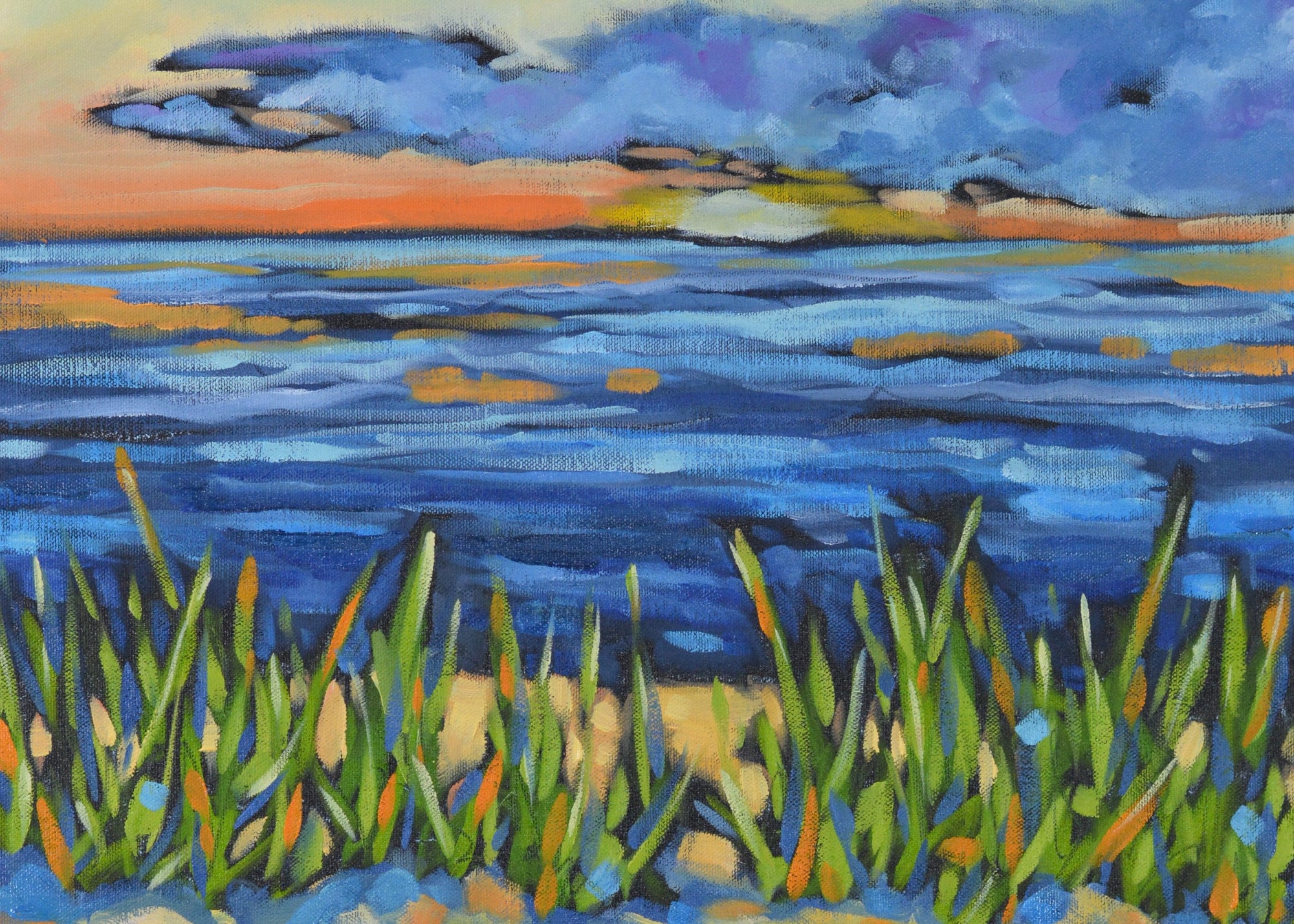 "Reset at Sunset" Sunset Beach Glass Art Print by Dreese Fine Art - Resin Society