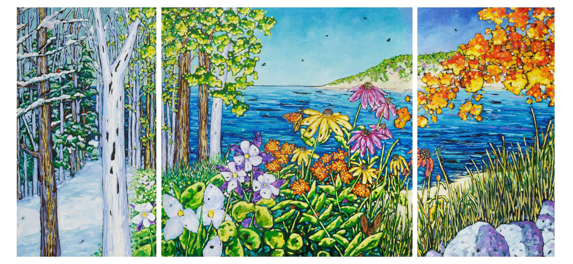 "Simple Pleasures" Four Seasons Original Oil Painting on Canvas by Dreese Fine Art - product image 3 for Resin Society