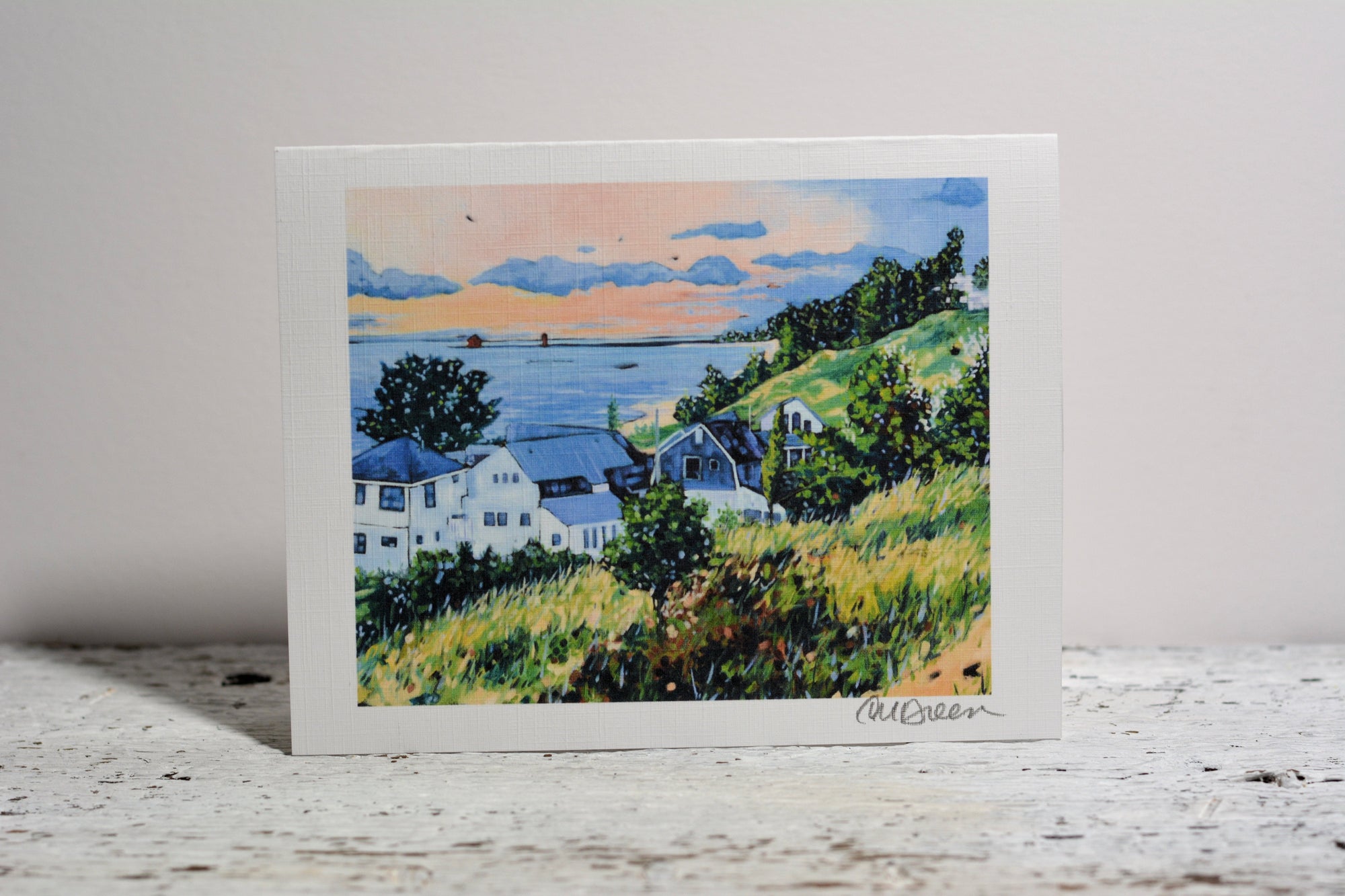 Notecard image showing Views from Stickney Ridge artwork on linen textured paper