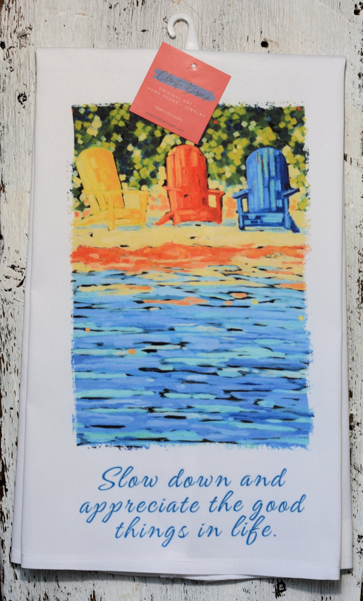Dish Towel - "Slow Down and Appreciate the Good Things in Life" detail image - Resin Society