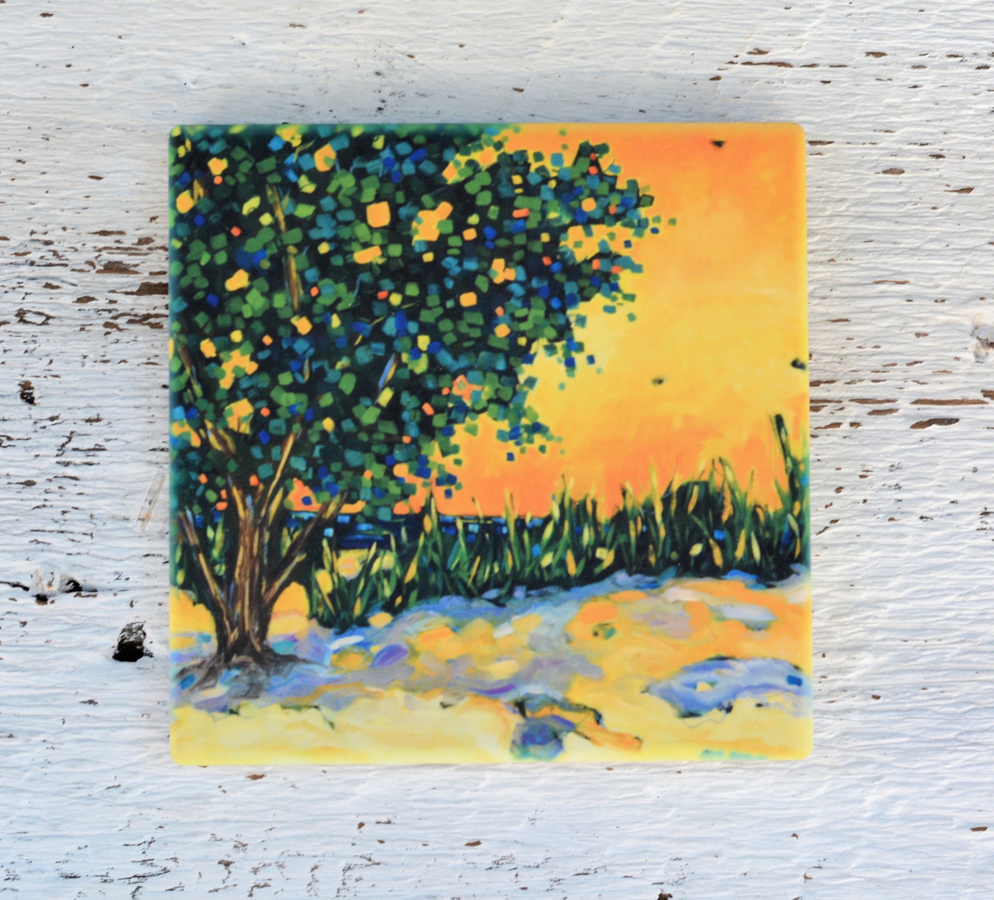 Coaster/ Trivet/ Magnet: Golden Hour featuring vibrant abstract art by Christi Dreese