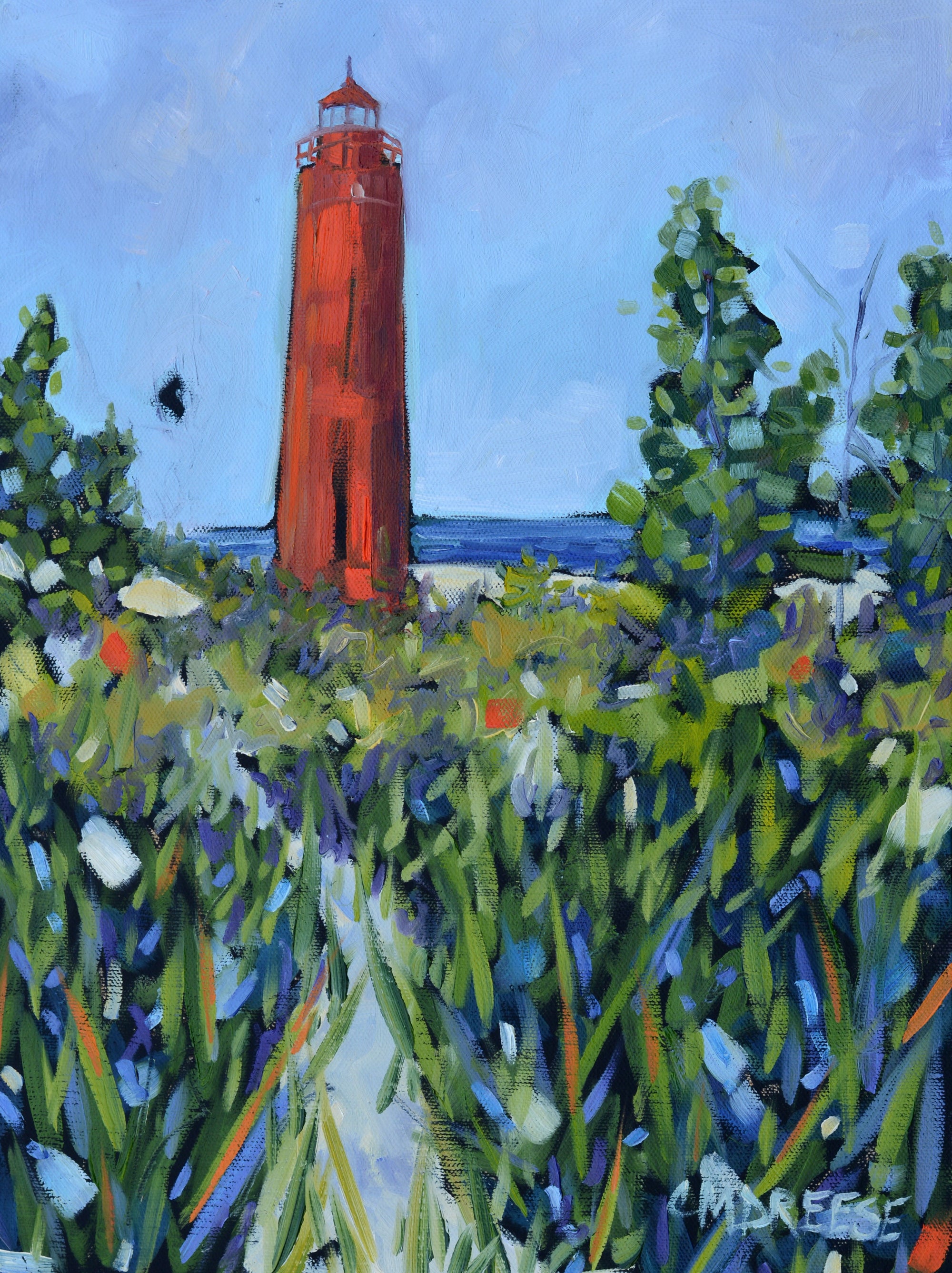 SOLD"Little Sable Lighthouse" Oil Painting on Canvas. Silver Lake by Dreese Fine Art - main product image for Resin Society
