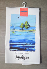 Dish Towel - "Sailing- Mackinac Bridge Kitchen Towel" detail image - Resin Society