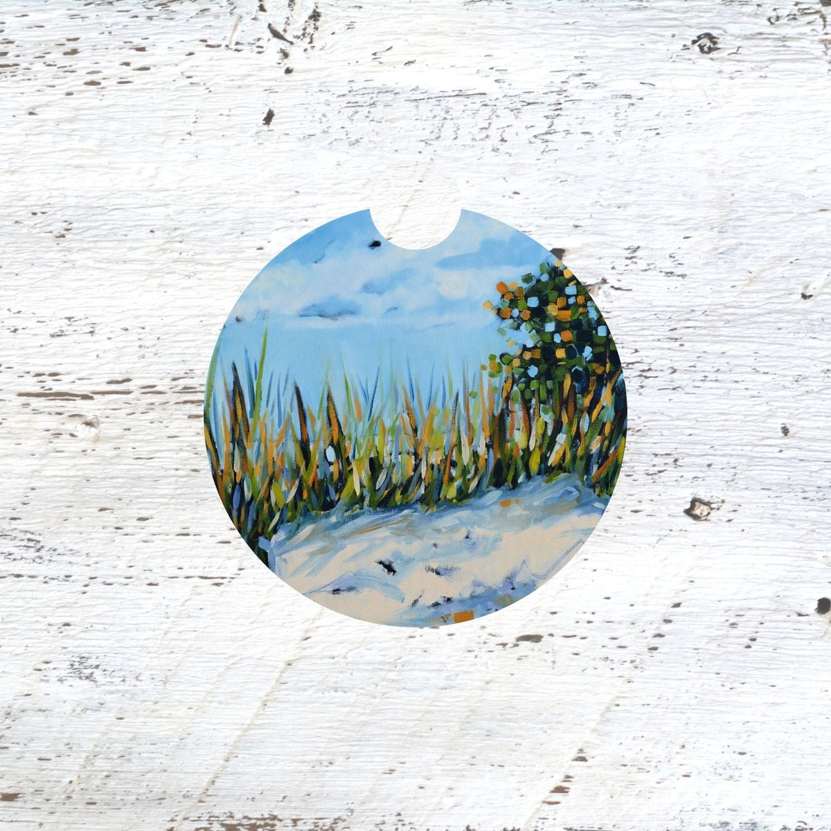 Car Coaster: Autumn Beach. Artist Christi Dreese by Dreese Fine Art - Resin Society