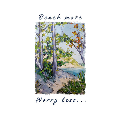 Dish Towel - "Beach More, Worry Less" detail image - Resin Society