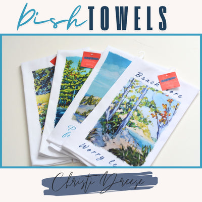 Dish Towel - "Summer Sunsets - Lake Michigan Kitchen Towel" detail image - Resin Society