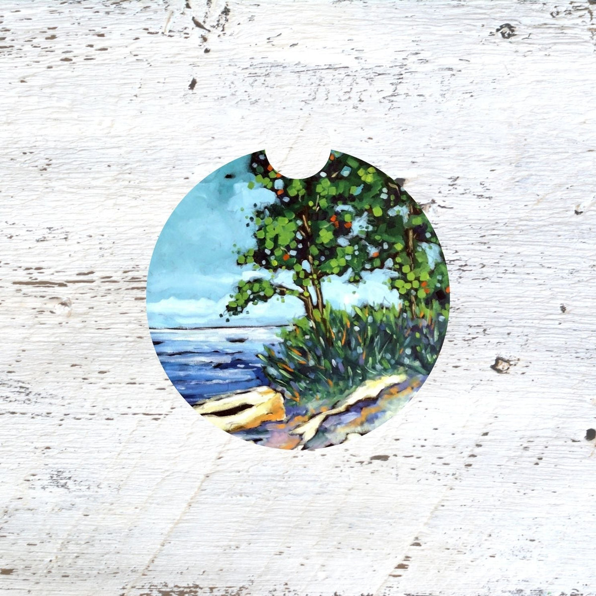Car Coaster: Lakeside Escape. Artist Christi Dreese by Dreese Fine Art - Resin Society