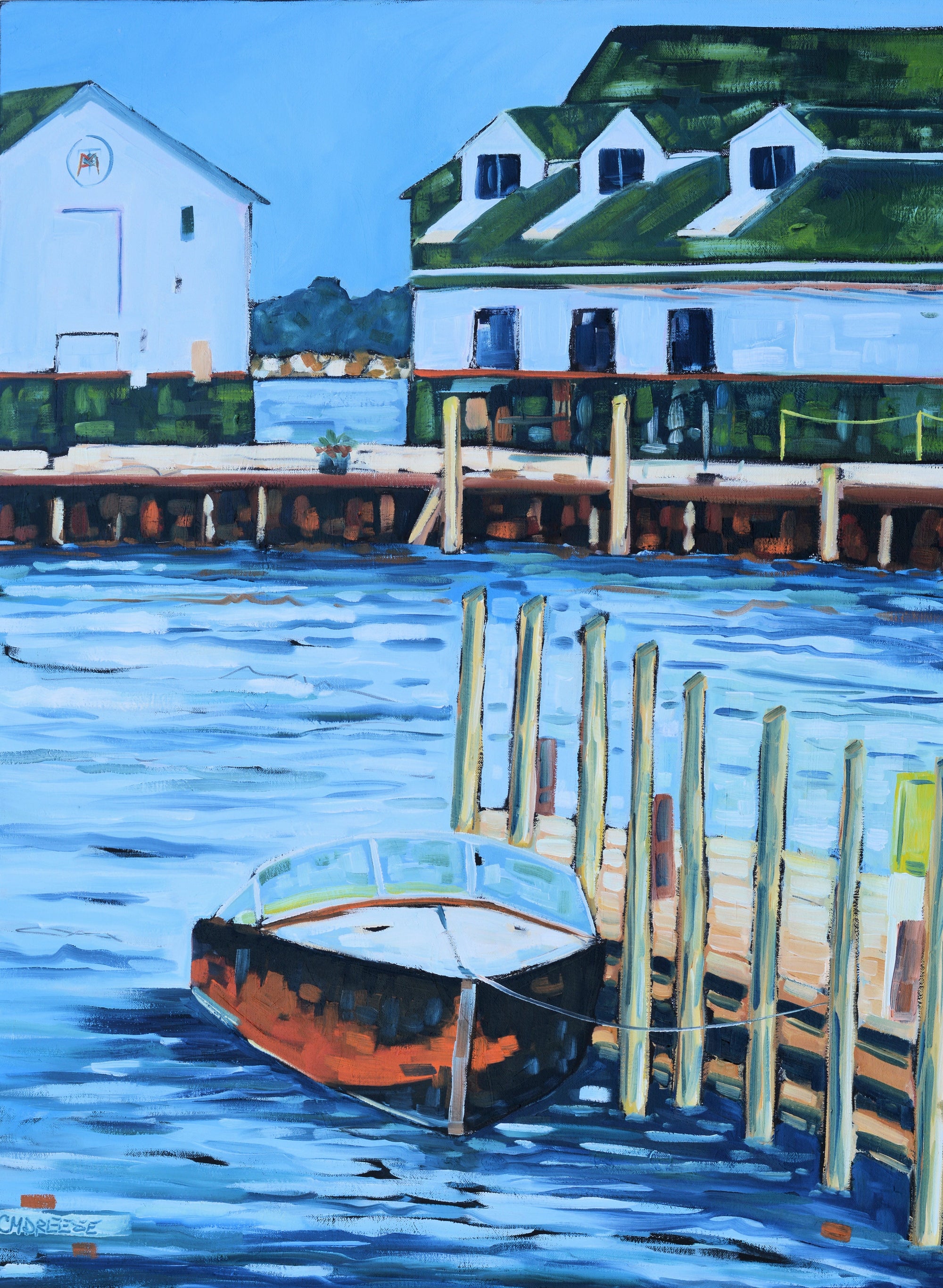 "Mackinac Island - Dock Stories" Oil Painting by Dreese Fine Art - main product image for Resin Society