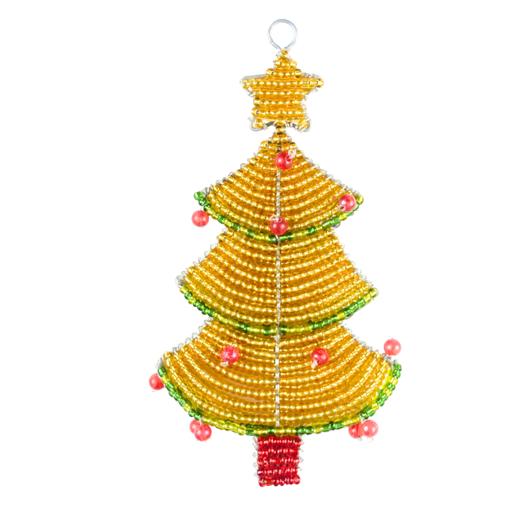 Beaded Christmas Tree with Star Ornament â€“ Handmade Holiday DÃ©cor by Haitian Artisans.