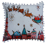 Santa Decorative Holiday Pillow with festive Santa face design on front side