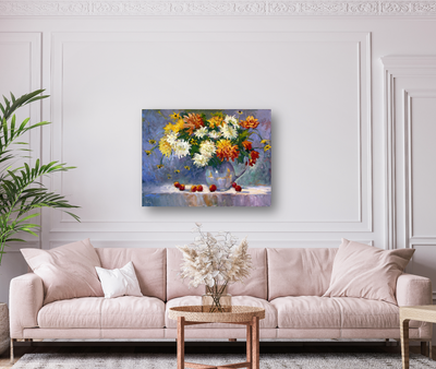 Chrysanthemums Artist Enhanced Canvas Print by John Beard Collection - product image 2 for Resin Society