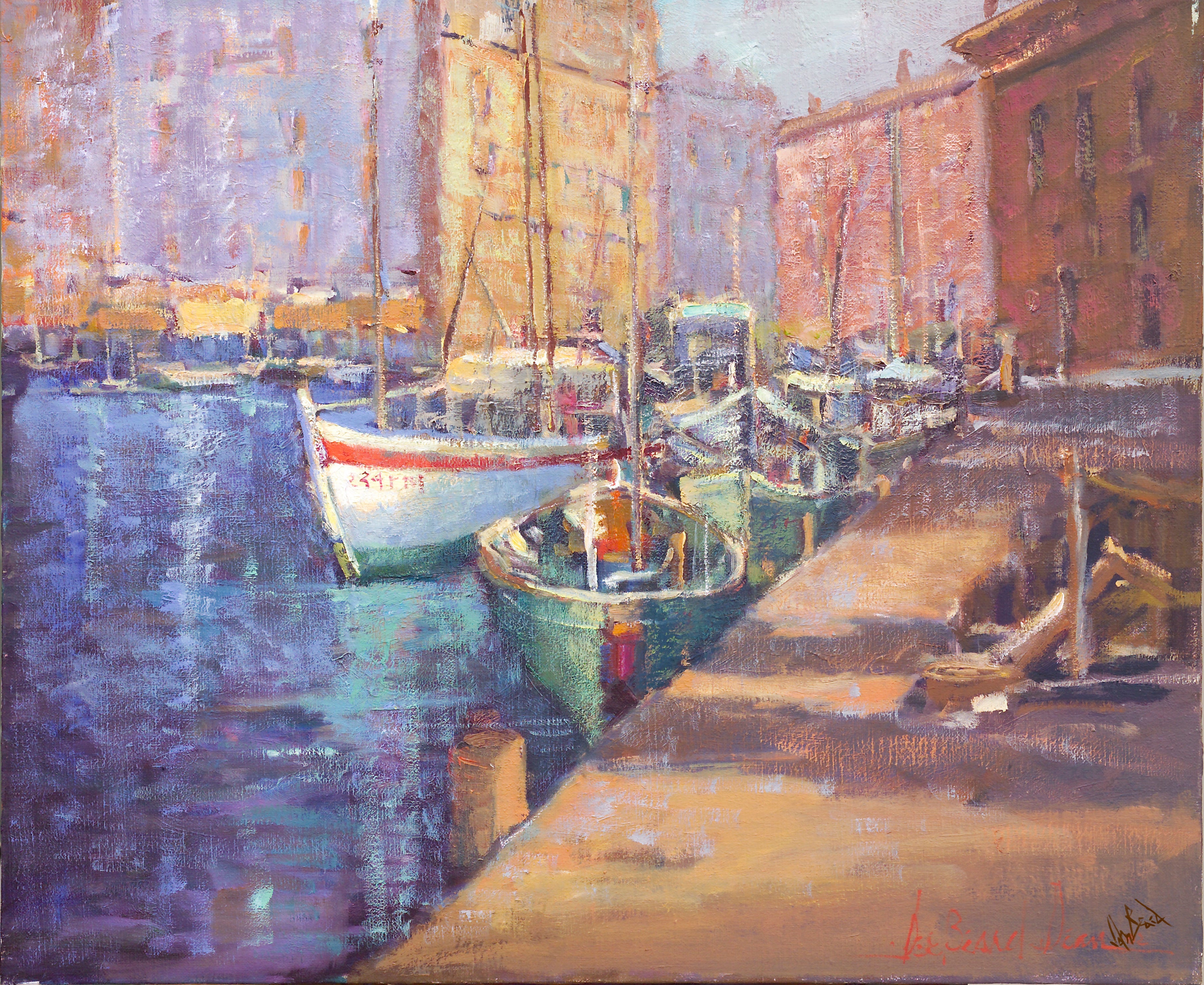 City Harbor Artist Enhanced Canvas Print by John Beard Collection - main product image for Resin Society