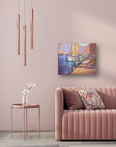 City Harbor Artist Enhanced Canvas Print by John Beard Collection - product image 2 for Resin Society