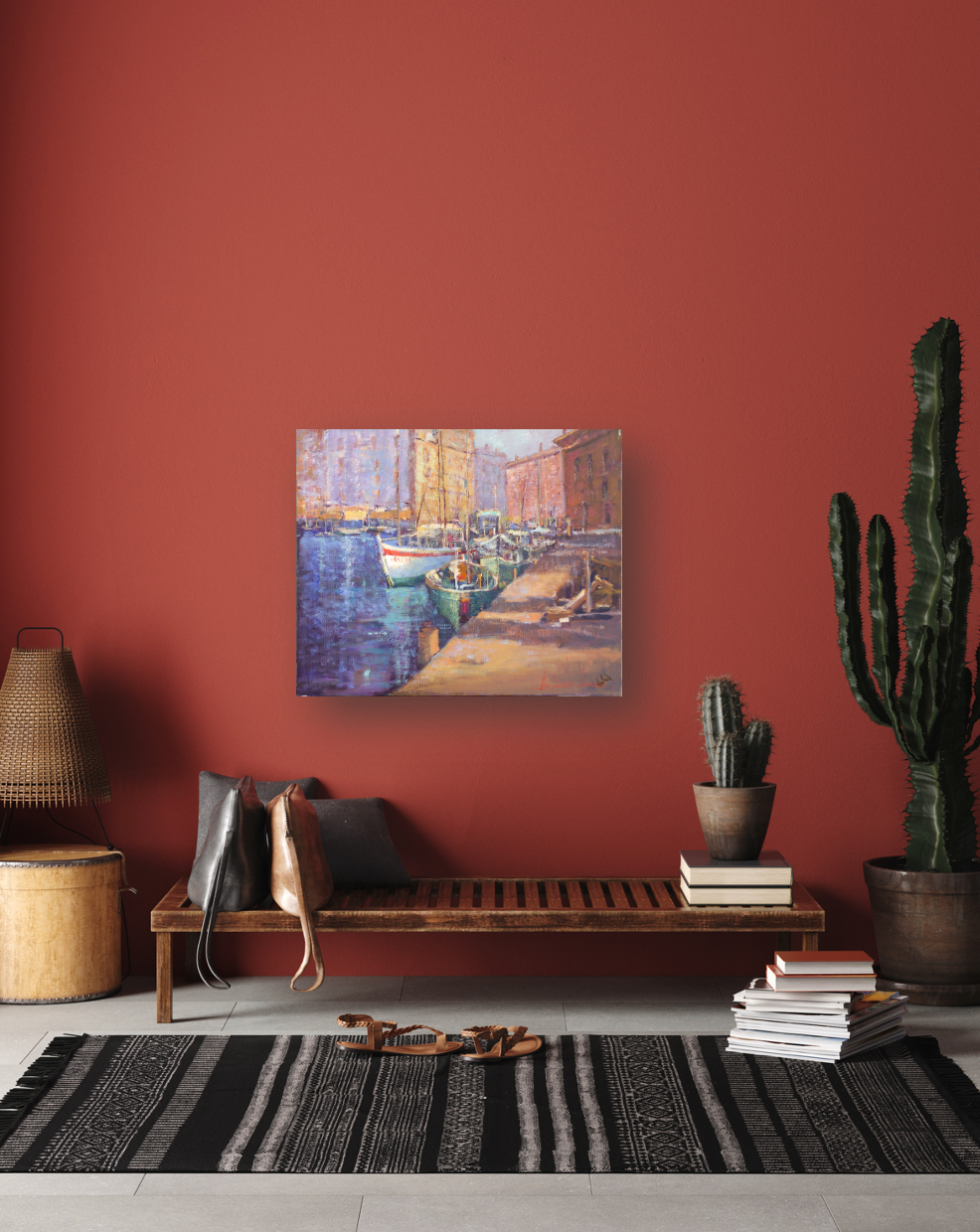 City Harbor Artist Enhanced Canvas Print by John Beard Collection - product image 3 for Resin Society