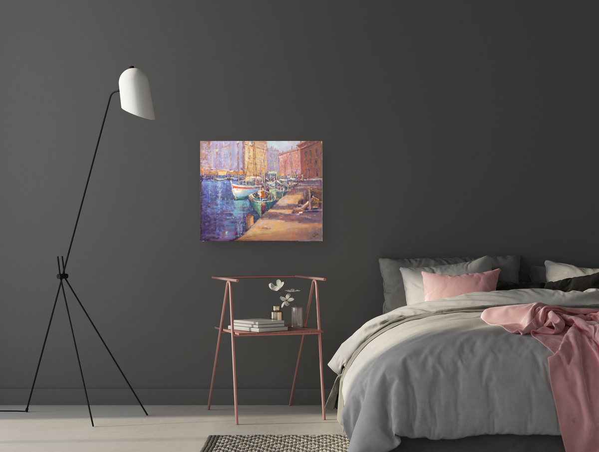 City Harbor Artist Enhanced Canvas Print by John Beard Collection - product image 4 for Resin Society