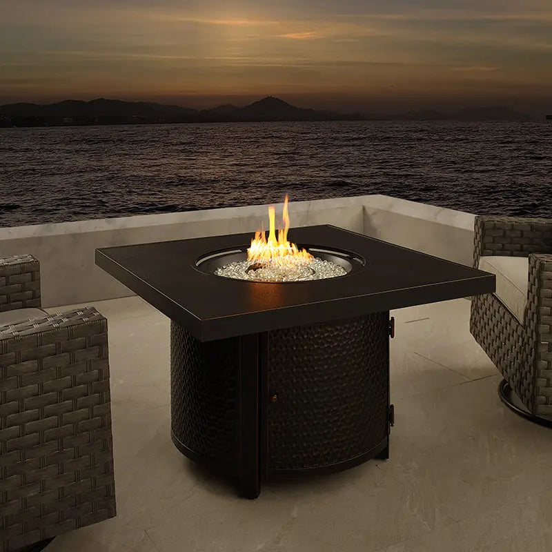 Clayton 40" Round Hammered Aluminum Convertible Gas Fire Pit Table by Fire Sense/Balkene Home - product image 2 for Resin Society