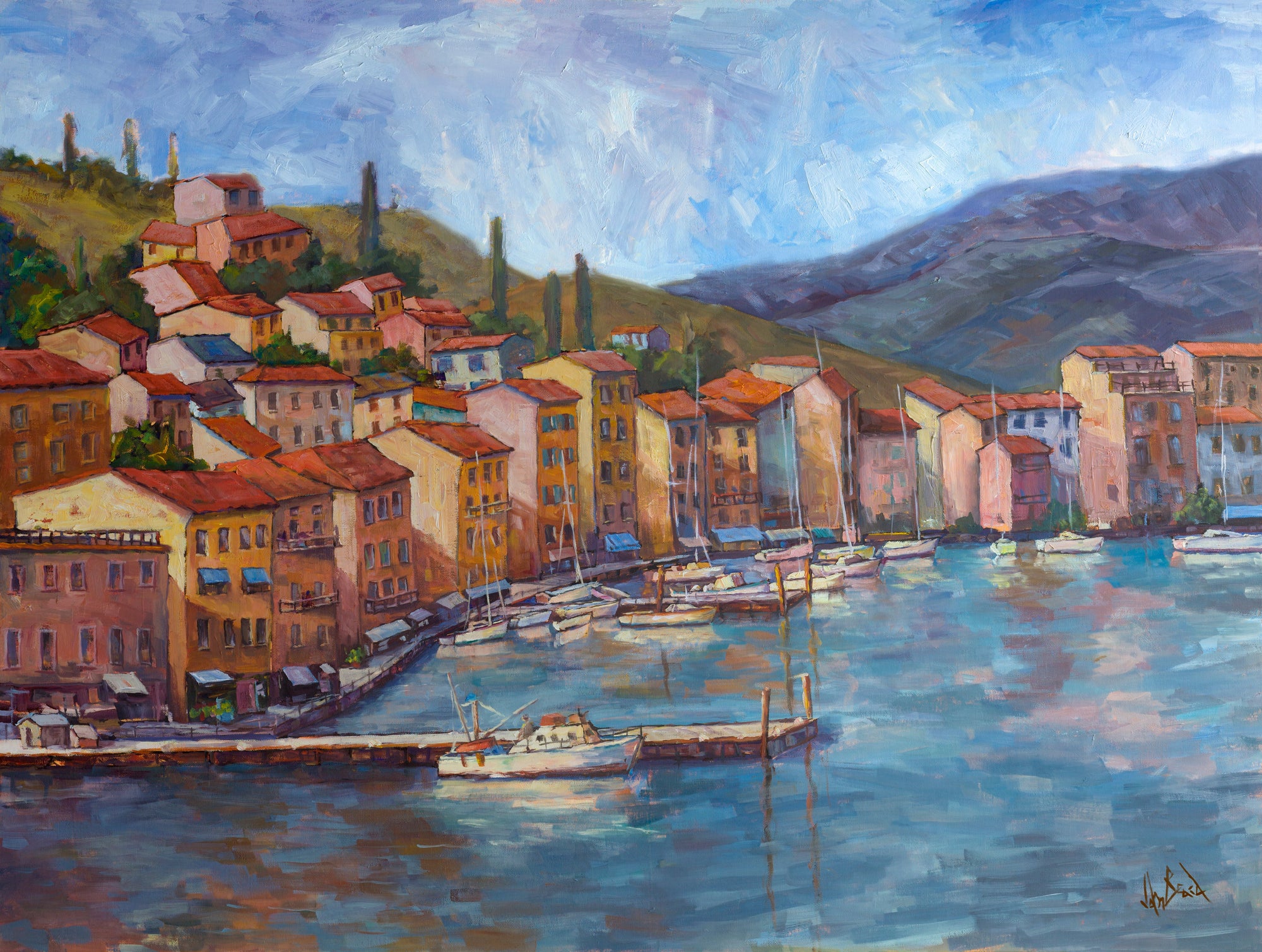 Coastal Italy Artist Enhanced Canvas Print by John Beard Collection - main product image for Resin Society