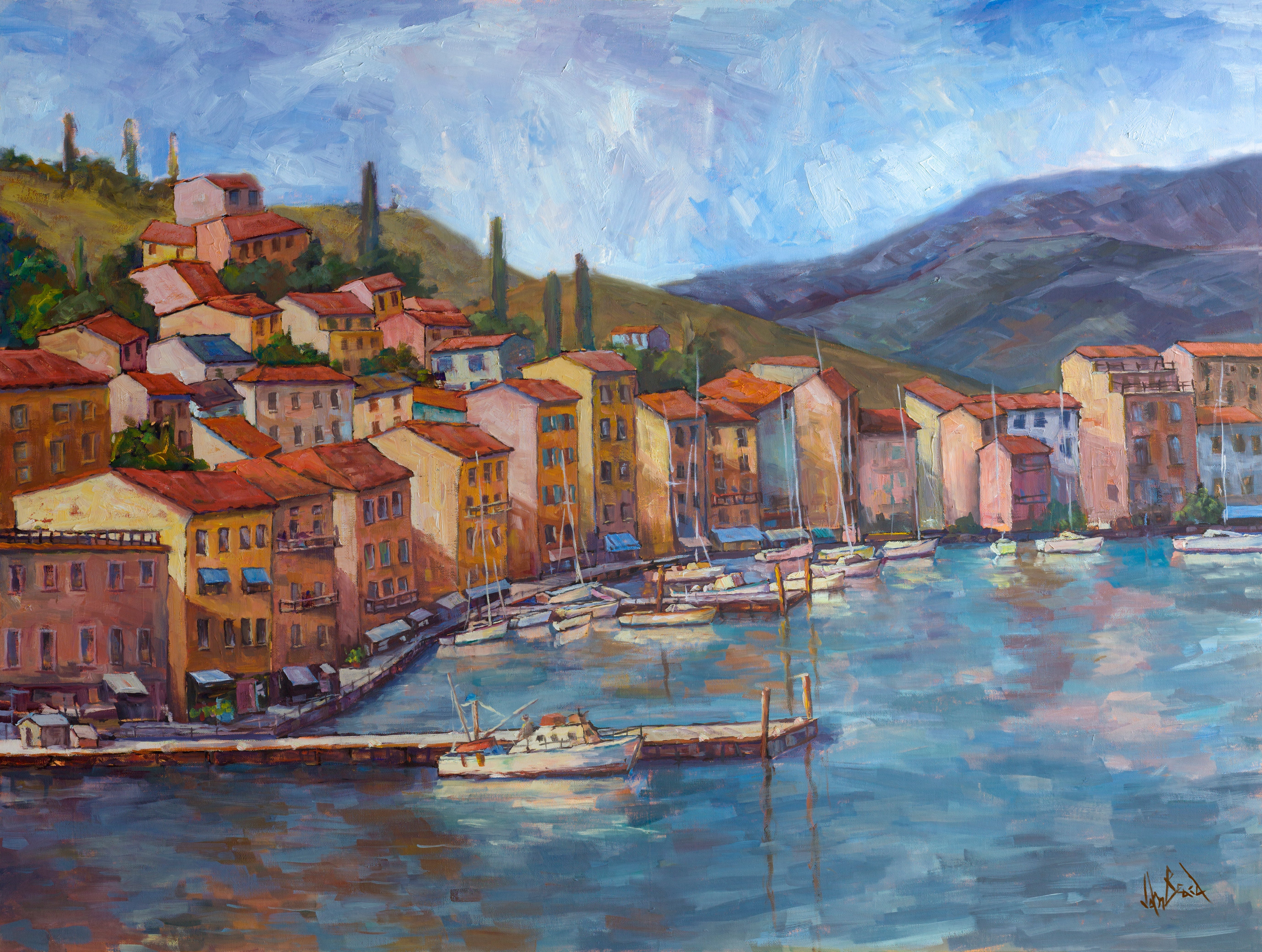 Coastal Italy Artist Enhanced Canvas Print by John Beard Collection - main product image for Resin Society