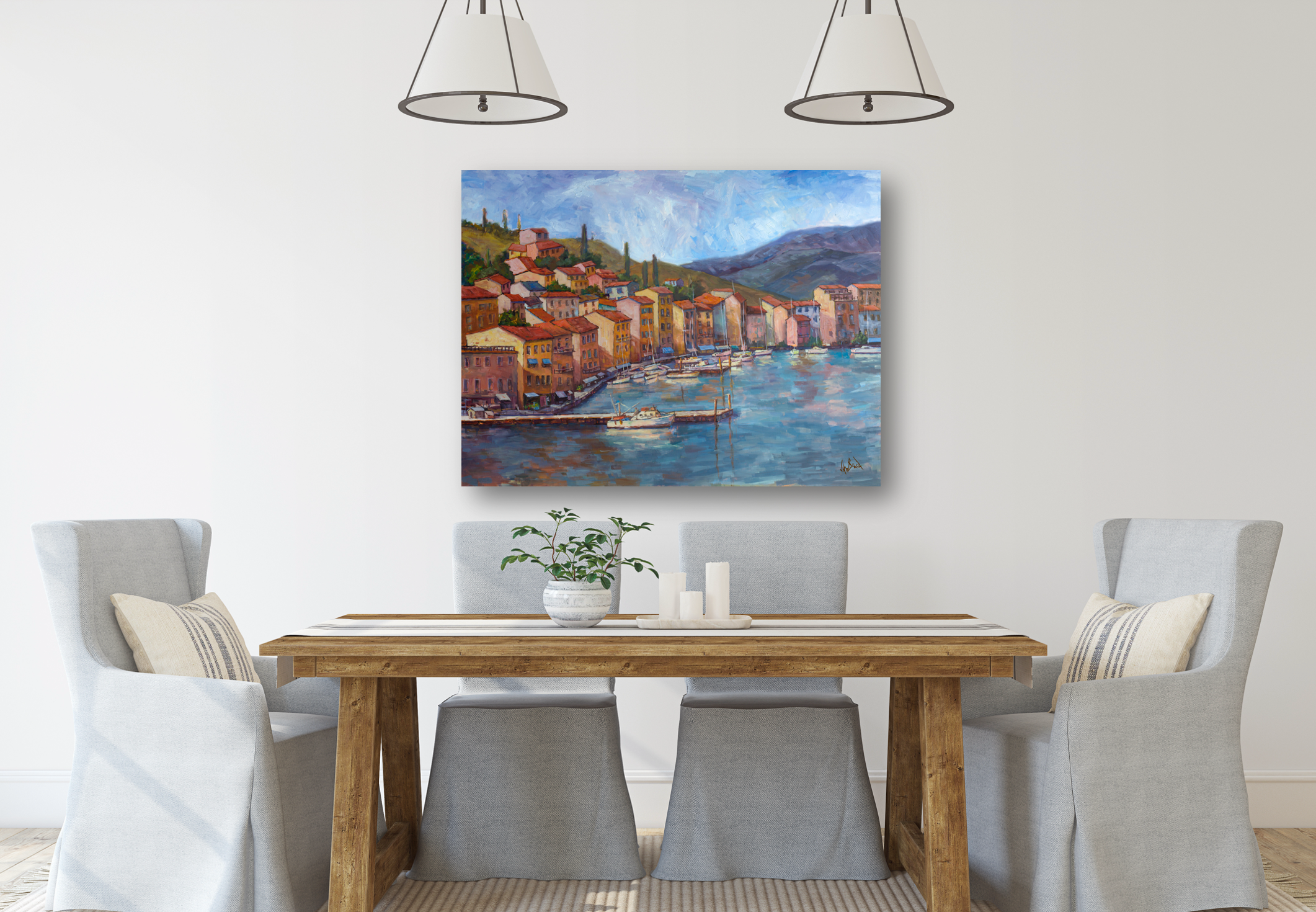 Coastal Italy Artist Enhanced Canvas Print by John Beard Collection - product image 2 for Resin Society