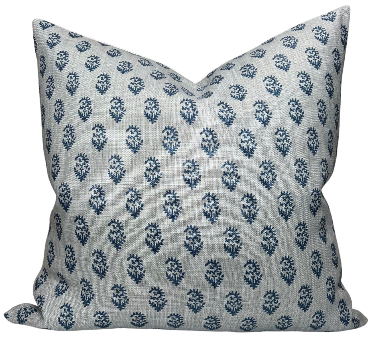 Rajmata Tonal Pillow Cover in Mist Indigo and Blue tones on sofa