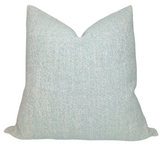 Vail Boucle Pillow Cover in Blue showing textured front and ivory linen back