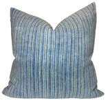 Tristan Pillow Cover in Aurora Blue front and ivory linen back view