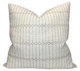 Twine Pillow Cover in Sand showing twine printed fabric front with coordinating ivory linen back