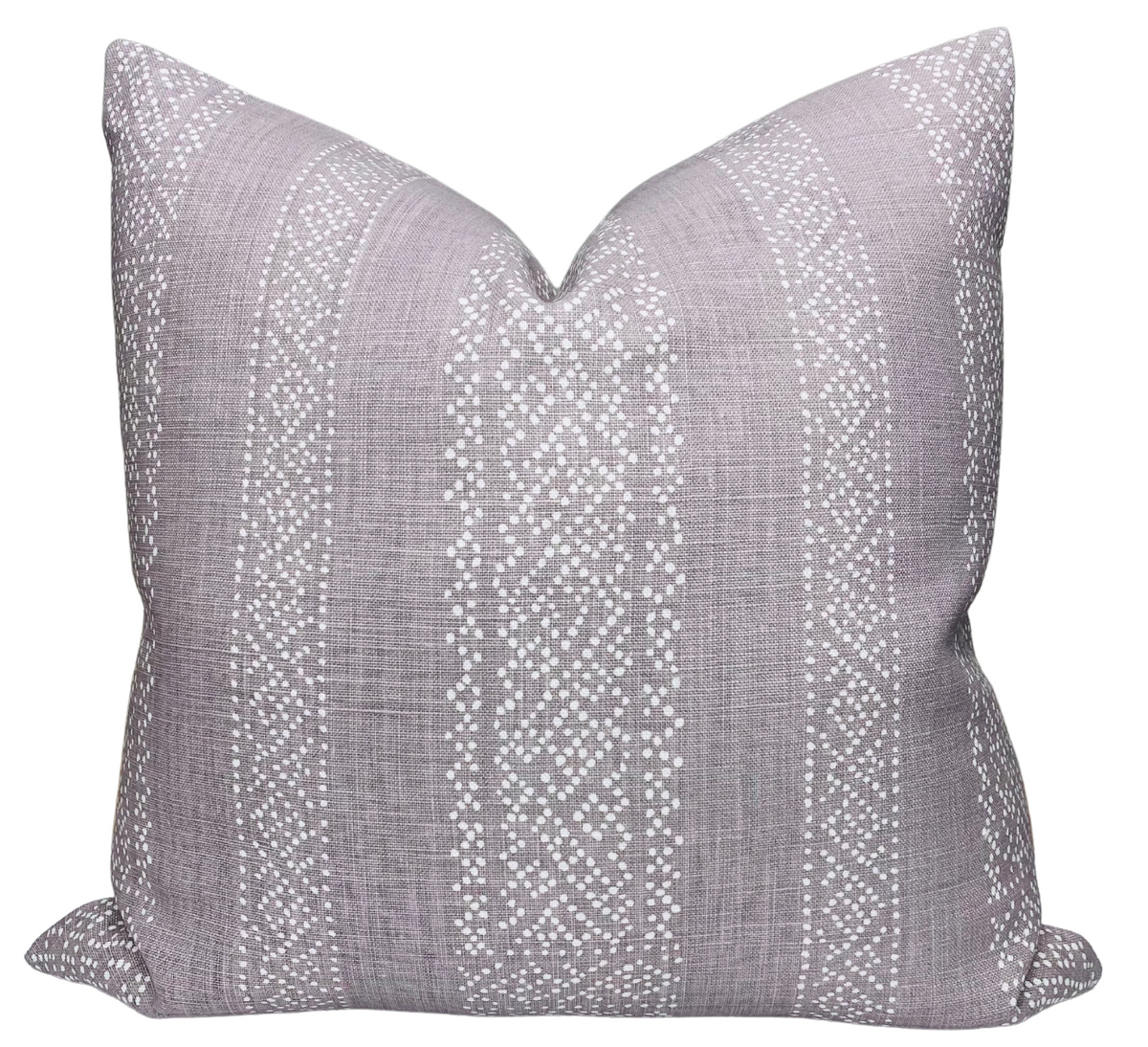 Miguel Pillow Cover in Lavender showing printed front and ivory linen back fabrics