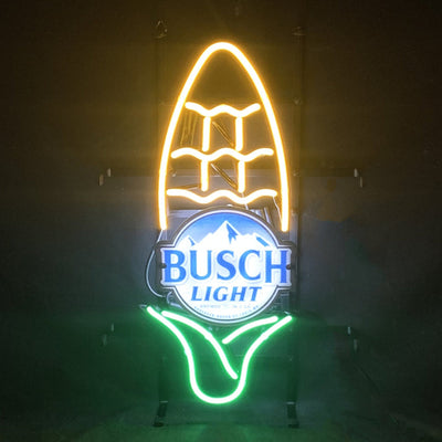 Cron with Busch Light Acrylic Neon Sign hanging with glowing neon tubes on acrylic backing