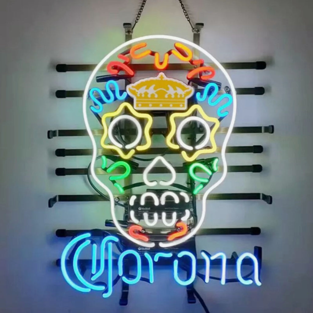 Corona Extra Dia De Los Muertos Hanuted Skull Neon Signs by Neon Signs Land - main product image for Resin Society