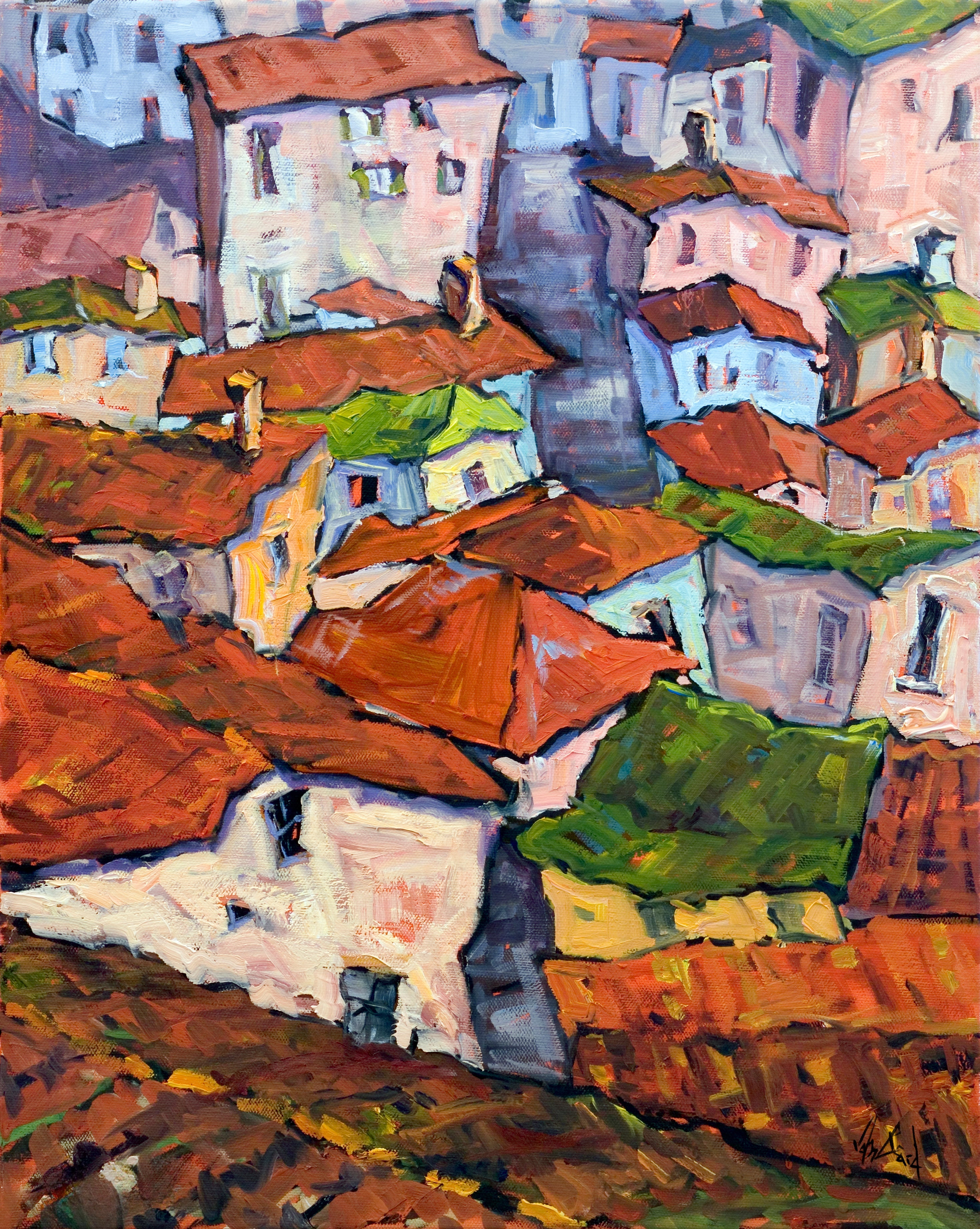 Cortona Rooftops Artist Enhanced Canvas Print by John Beard Collection - main product image for Resin Society
