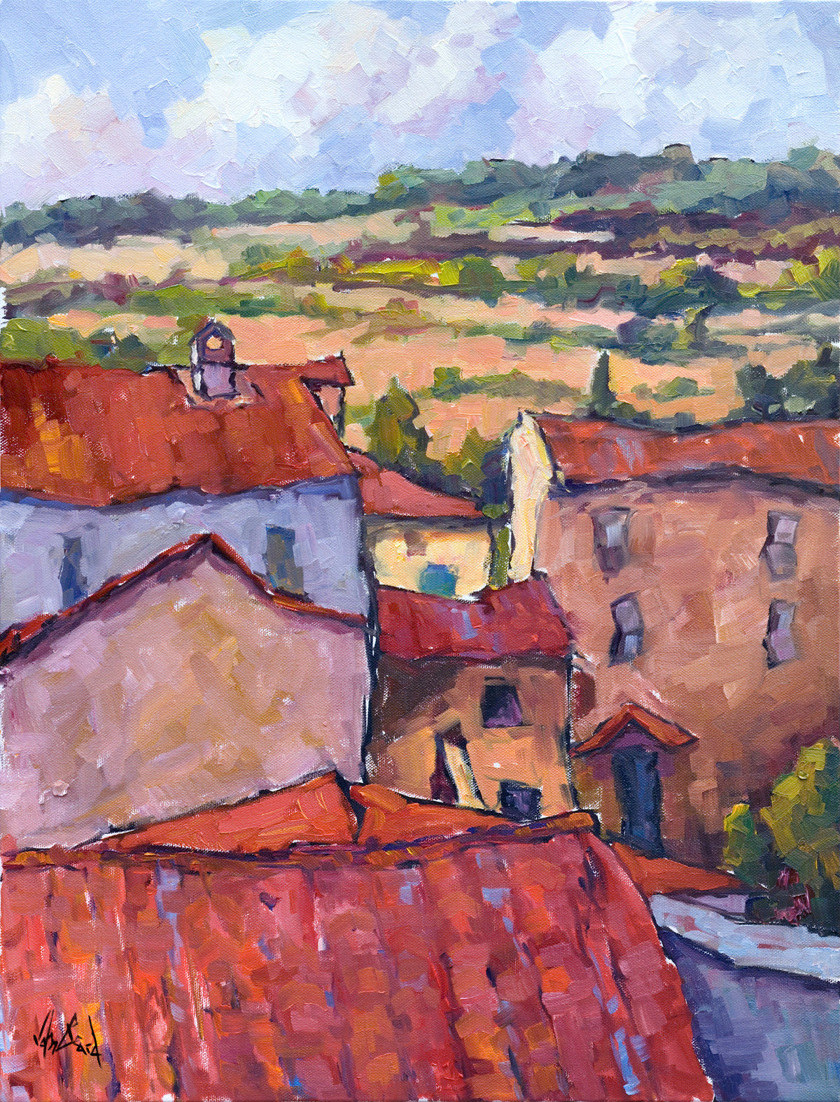 Cortona Vista Artist Enhanced Canvas Print by John Beard Collection - main product image for Resin Society