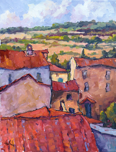 Cortona Vista Artist Enhanced Canvas Print by John Beard Collection - main product image for Resin Society