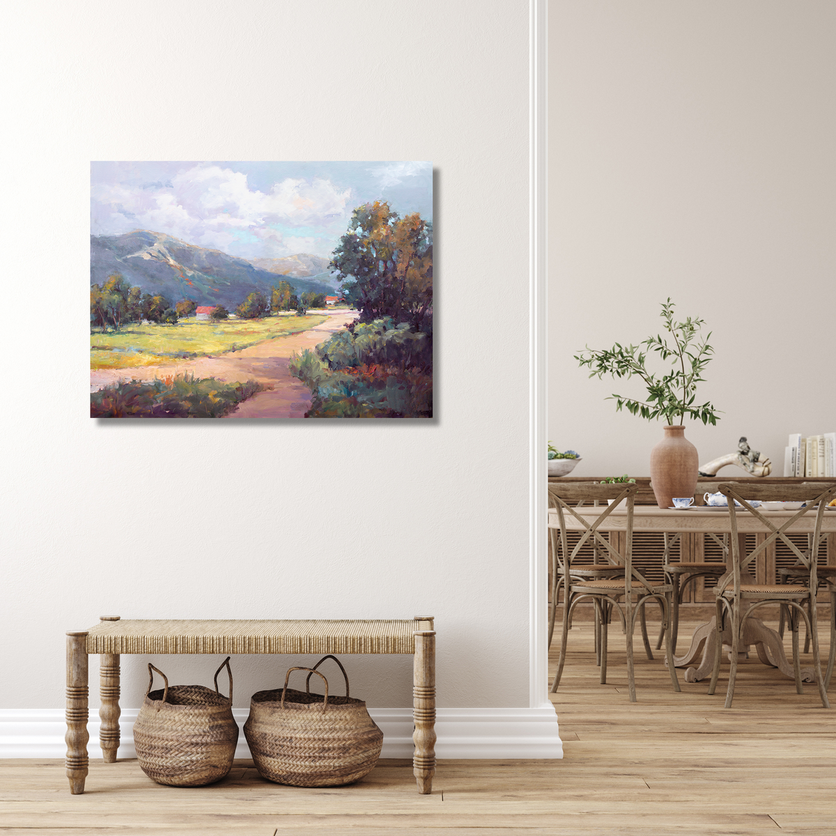 Cottages in the Valley Artist Enhanced Canvas Print by John Beard Collection - product image 2 for Resin Society