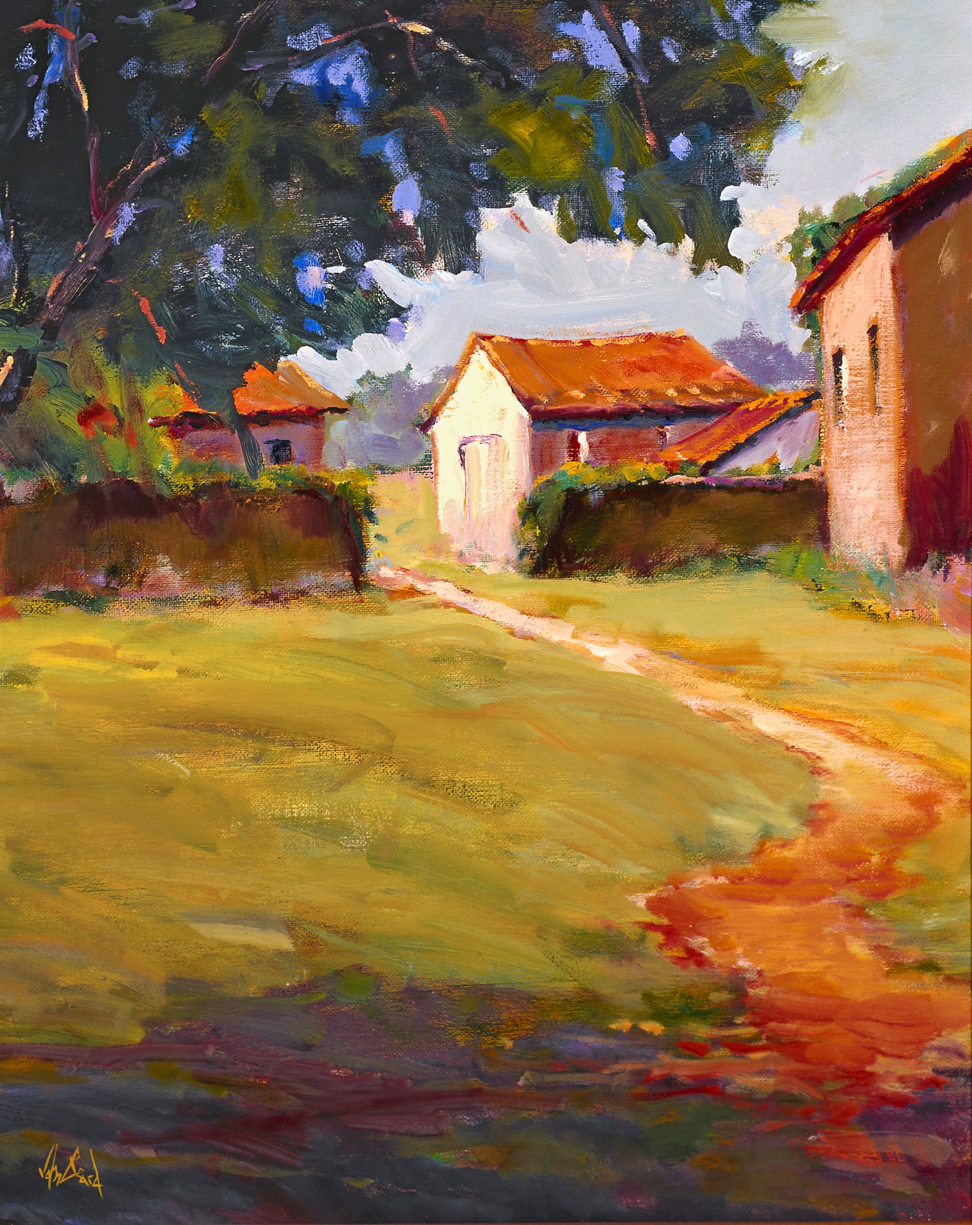 Country Living Artist Enhanced Canvas Print by John Beard displayed with coastal landscape colors