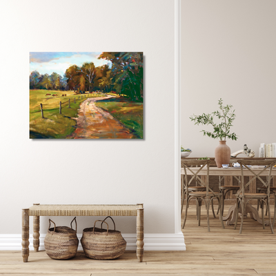 Country Path with Horses Artist Enhanced Canvas Print by John Beard Collection - product image 3 for Resin Society