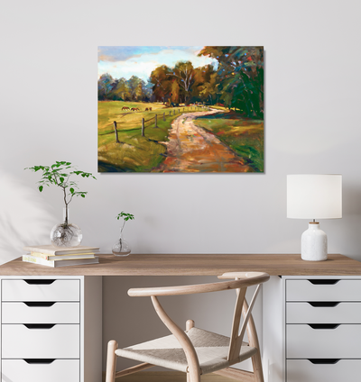 Country Path with Horses Artist Enhanced Canvas Print by John Beard Collection - product image 2 for Resin Society