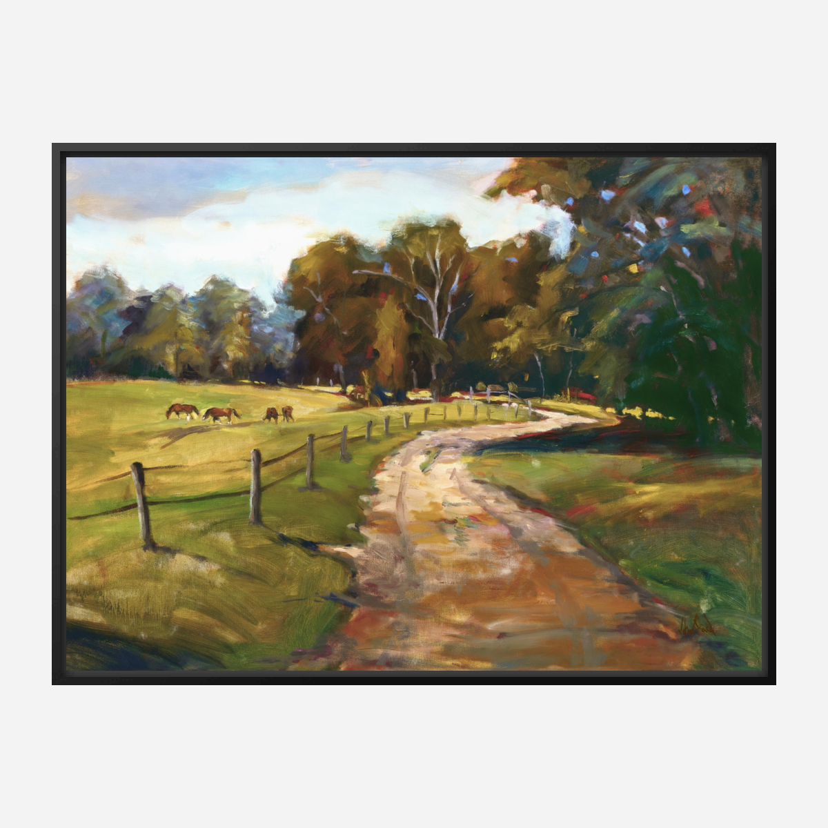 Country Path with Horses Artist Enhanced Canvas Print by John Beard Collection - product image 5 for Resin Society