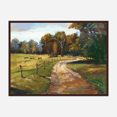 Country Path with Horses Artist Enhanced Canvas Print by John Beard Collection - product image 6 for Resin Society