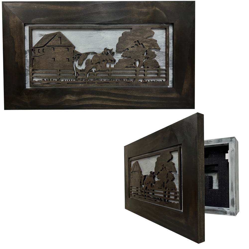 Decorative Cow Farm Wall-Mounted Secure Gun Cabinet by Bellewood Designs - main product image for Resin Society