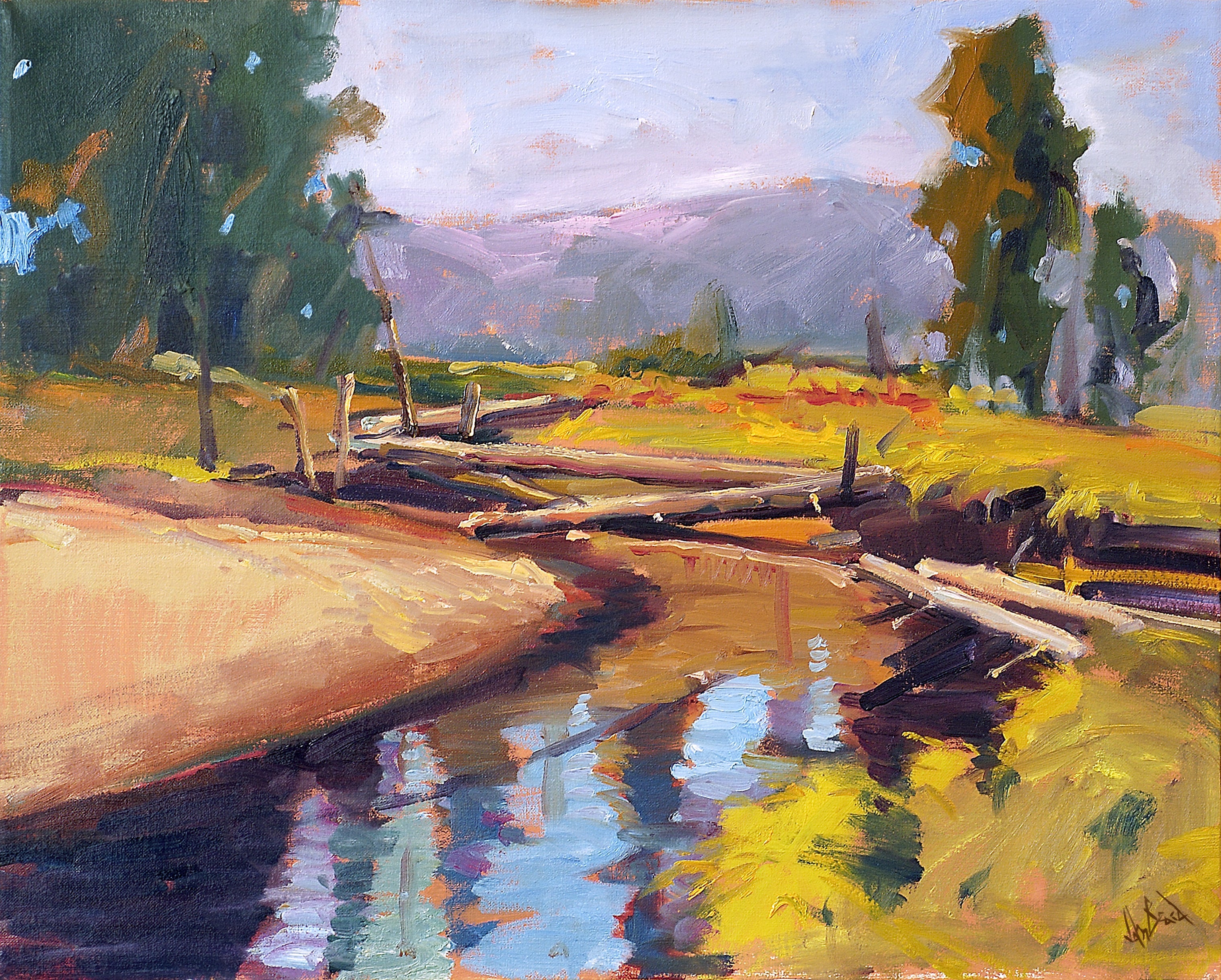 Creek Crossing Artist Enhanced Canvas Print by John Beard Collection - main product image for Resin Society