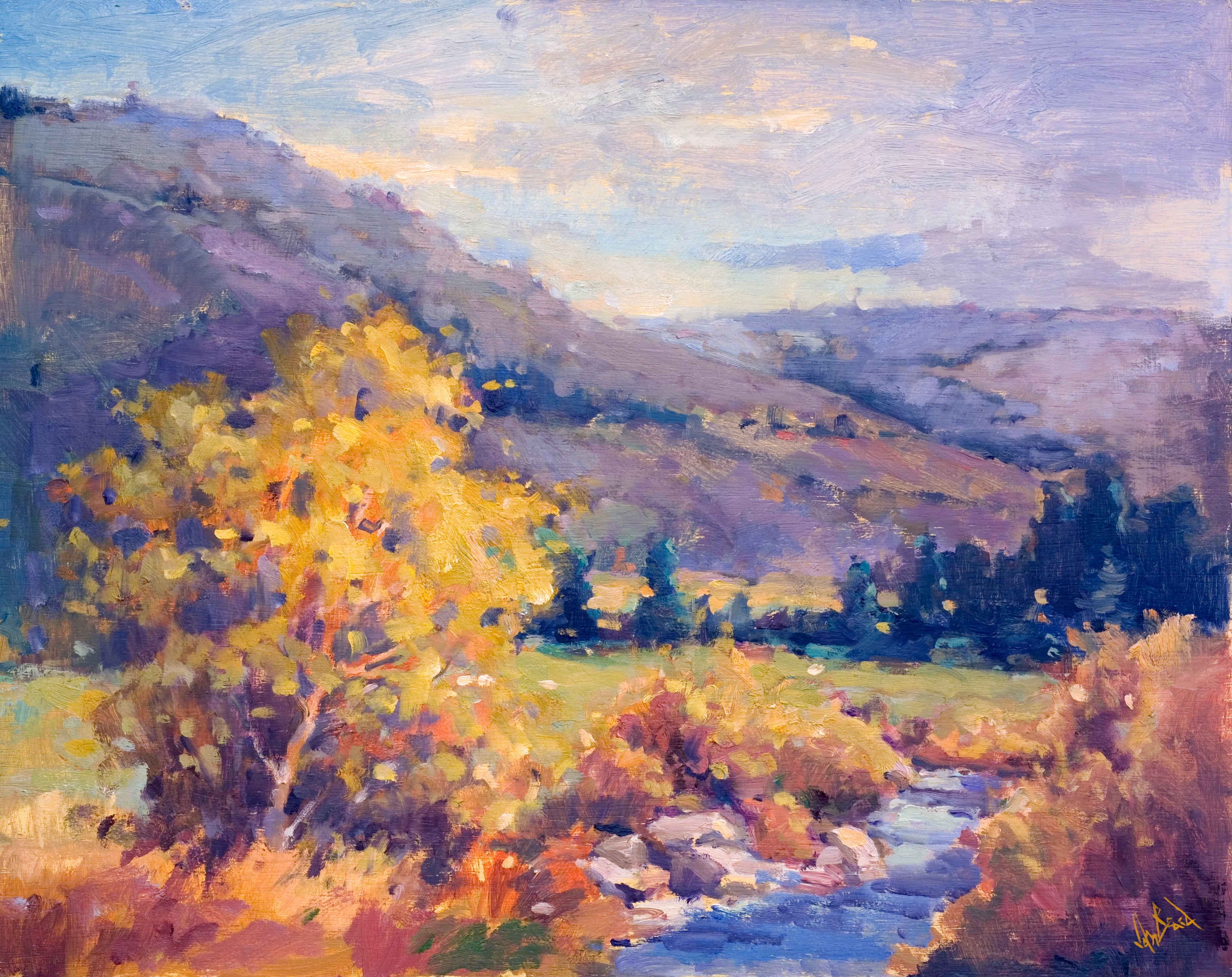Creek in the Valley Artist Enhanced Canvas Print by John Beard Collection - main product image for Resin Society