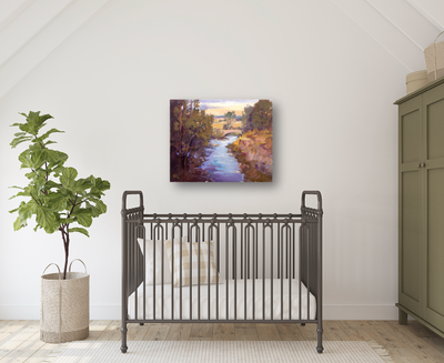 Creek with Bridge Artist Enhanced Canvas Print by John Beard Collection - product image 3 for Resin Society